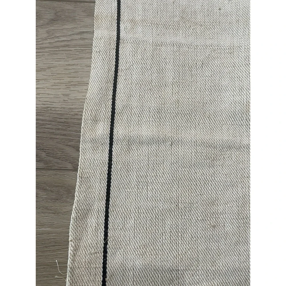 Rustic Vintage  Grain Feed Sack Hemp/Cotton Heavy Nubby Black Stripe‎